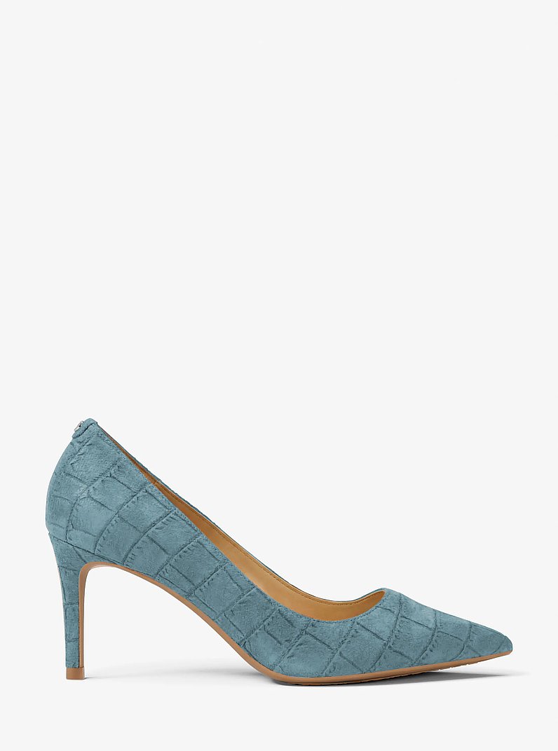D&eacute;collet&eacute; Alina Flex in pelle scamosciata stampa coccodrillo in CHAMBRAY | Michael Kors