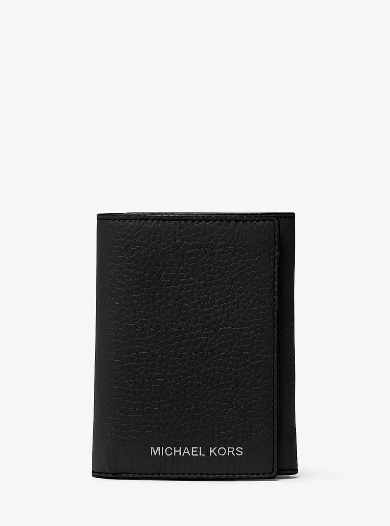 Cooper Pebbled Leather Tri-Fold Wallet in BLACK | Michael Kors