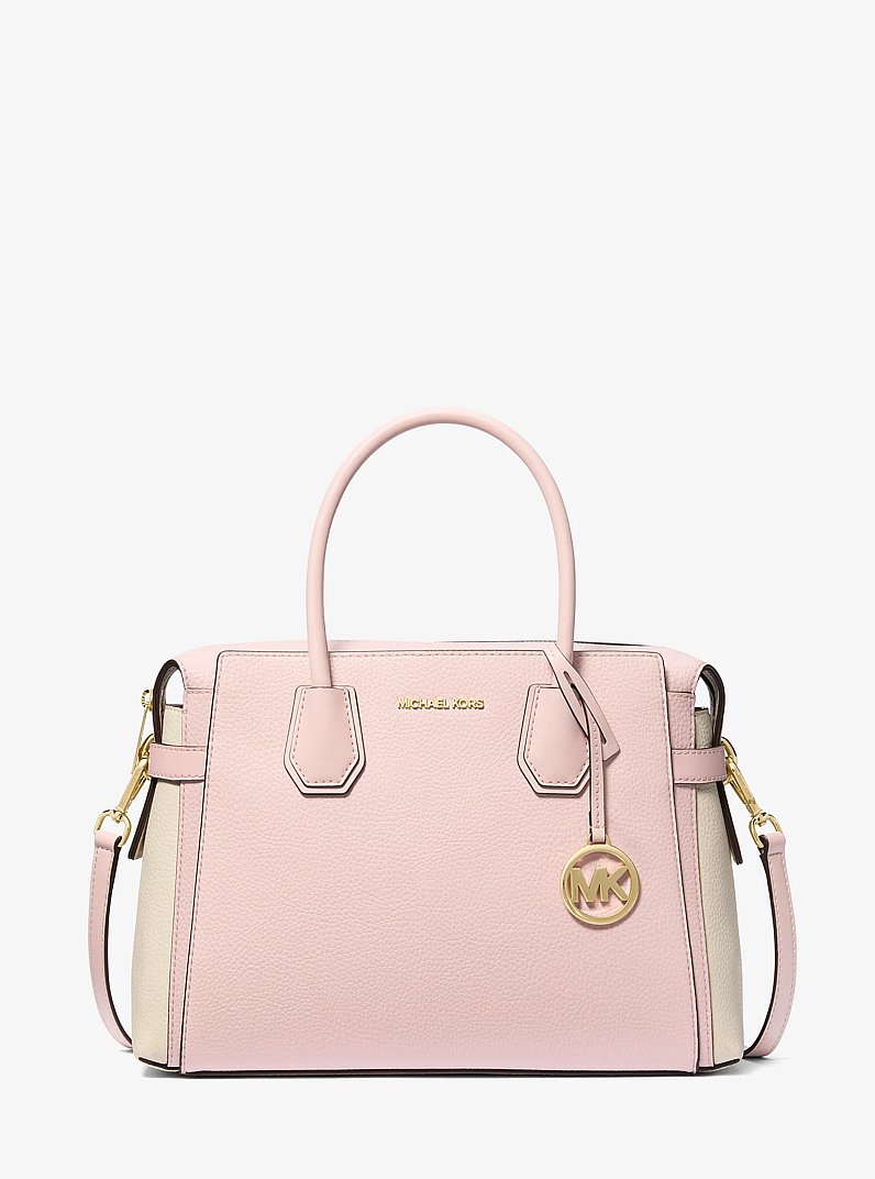 Mercer Medium Color-Block Belted Satchel in PWD BLSH MLT | Michael Kors