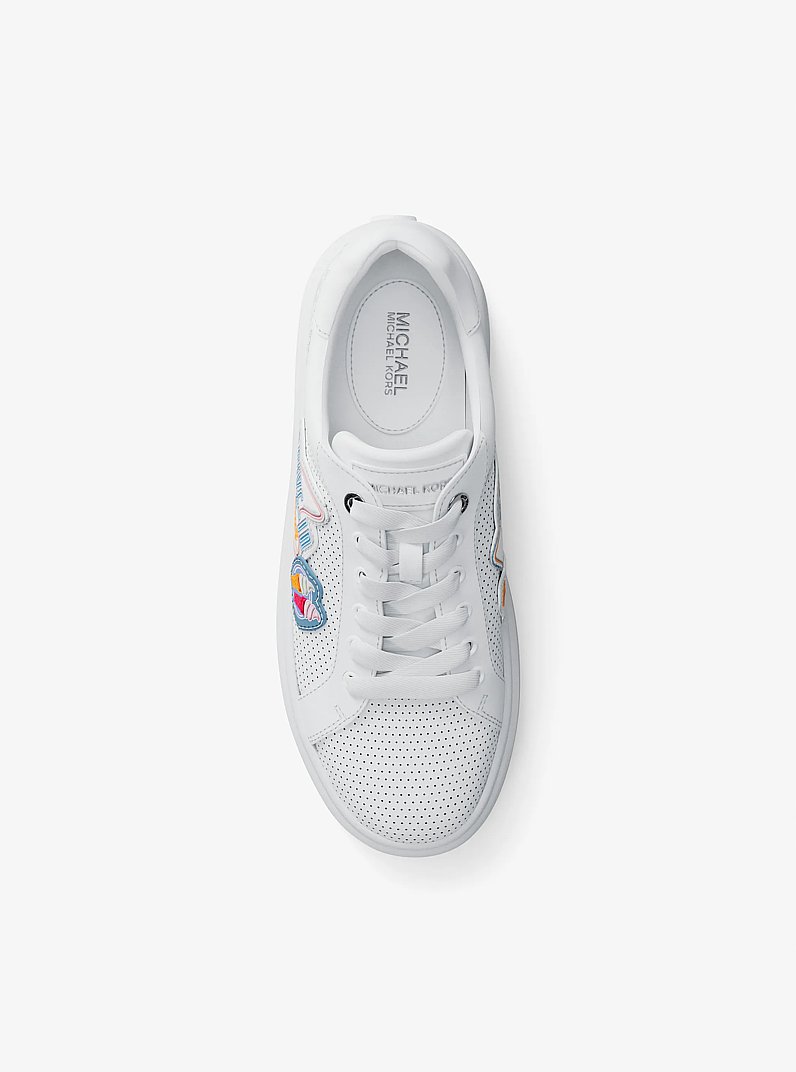 Romey Embellished Mixed-Media Sneaker in BRIGHT WHT | Michael Kors