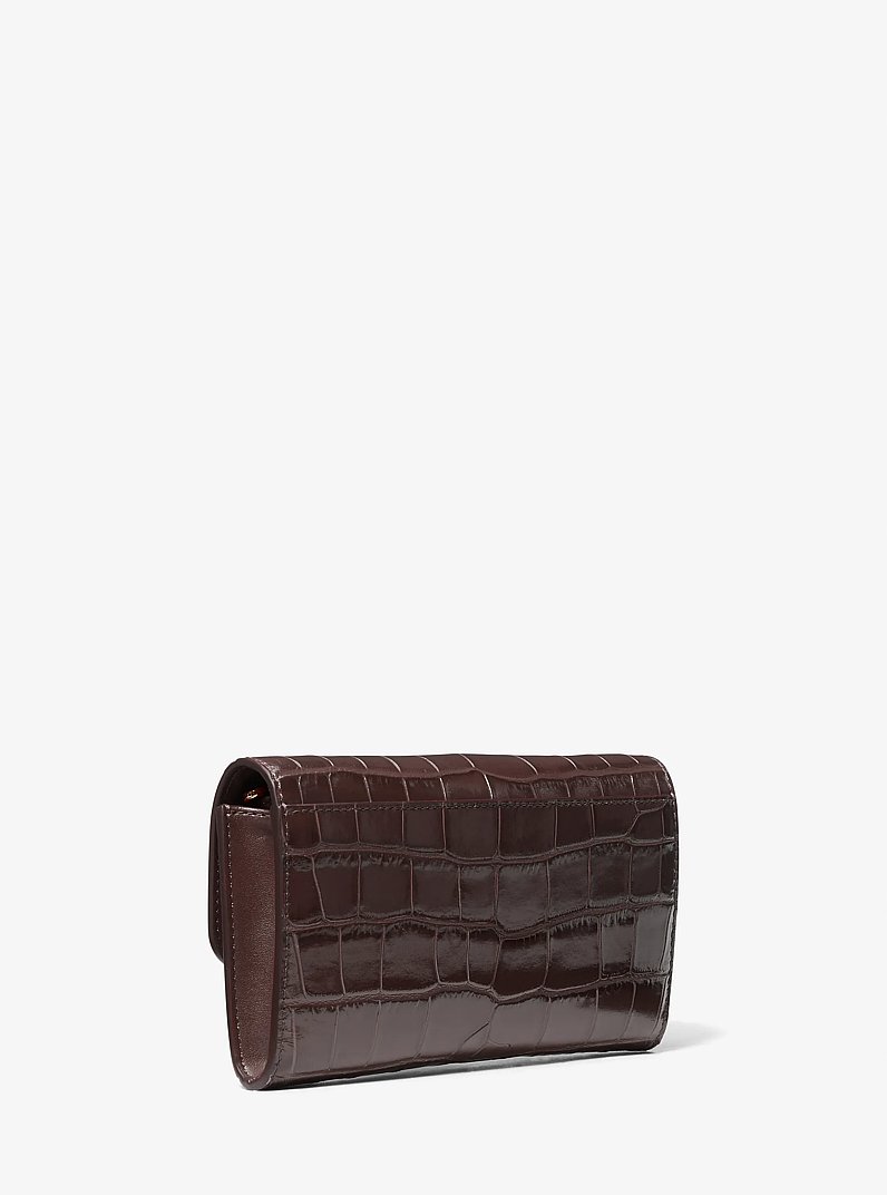 Tribeca Small Crocodile Embossed Leather Convertible Crossbody Bag