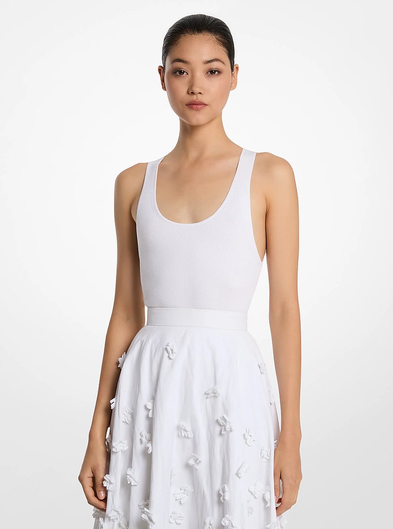 Stretch Viscose Bodysuit in OPTIC WHITE | Michael Kors