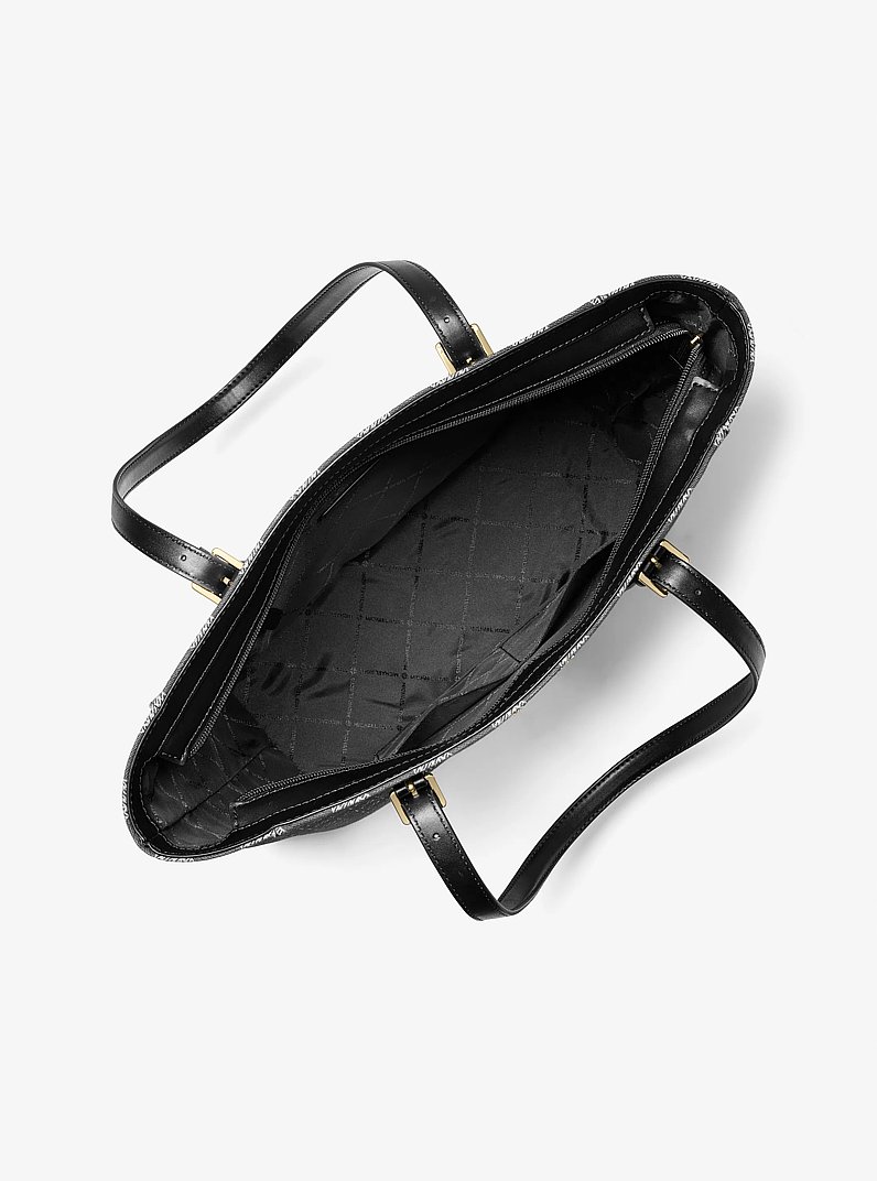 Aria Large Signature Logo Jacquard Tote Bag in BLACK COMBO | Michael Kors