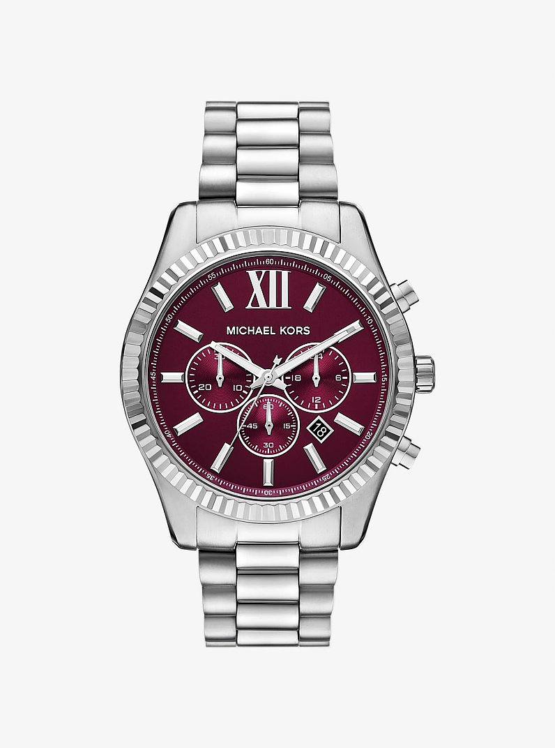 Oversized Lexington Silver-Tone Watch in SILVER | Michael Kors