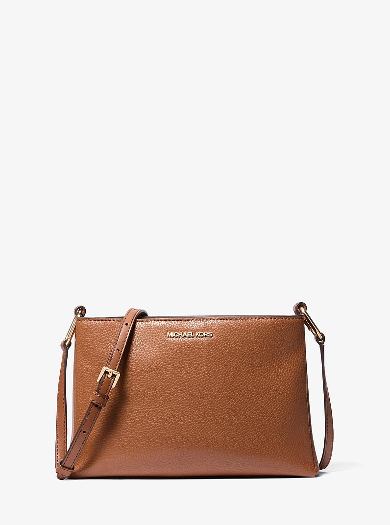 Trisha Medium Pebbled Leather Crossbody Bag in LUGGAGE | Michael Kors