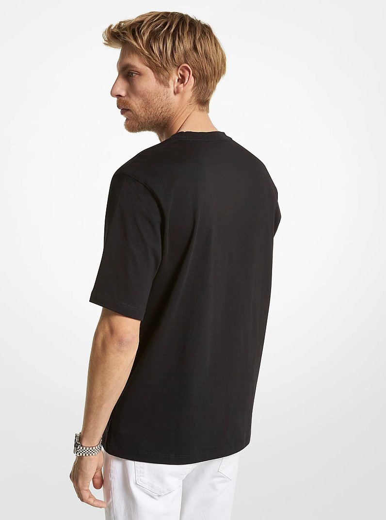 Logo Cotton Oversized T-Shirt in BLACK | Michael Kors