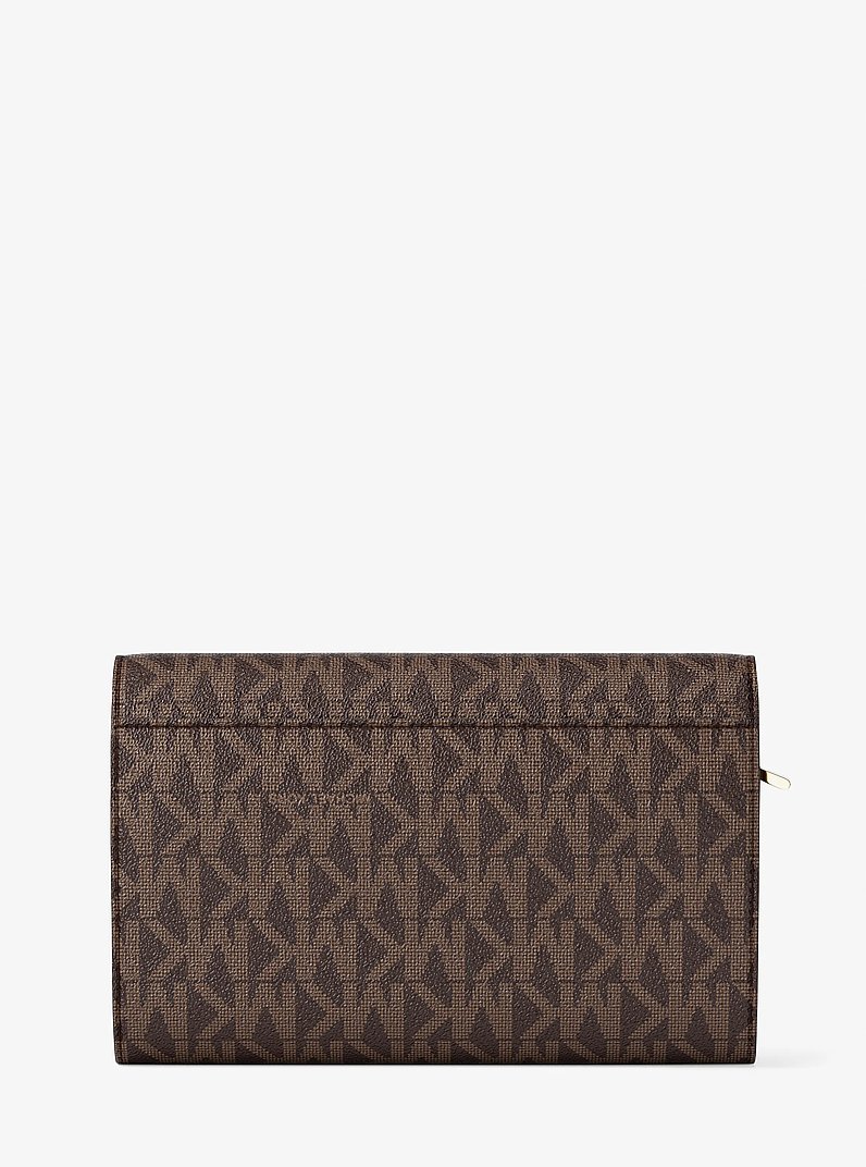 Jet Set Large Signature Logo Wallet in BRN/ACORN | Michael Kors
