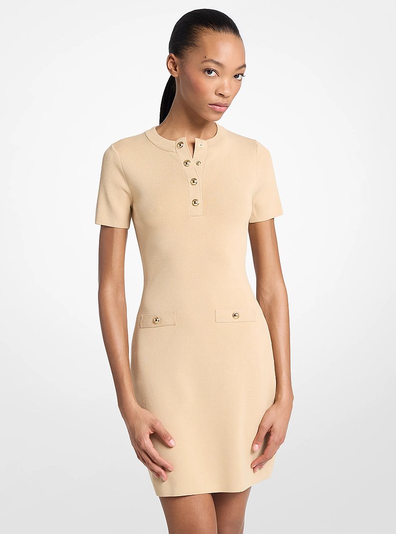 Viscose Blend Mini Dress in BUFF | Michael Kors