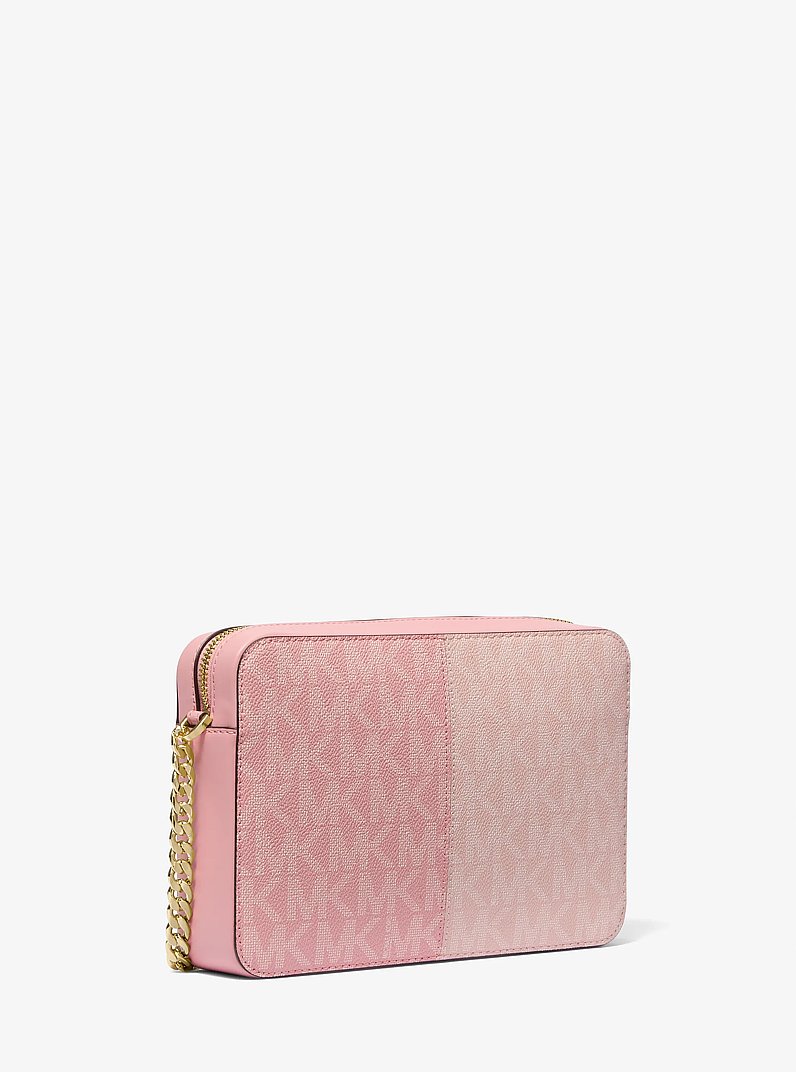 Jet Set Large Two-Tone Signature Logo Crossbody Bag in PRIMROSE