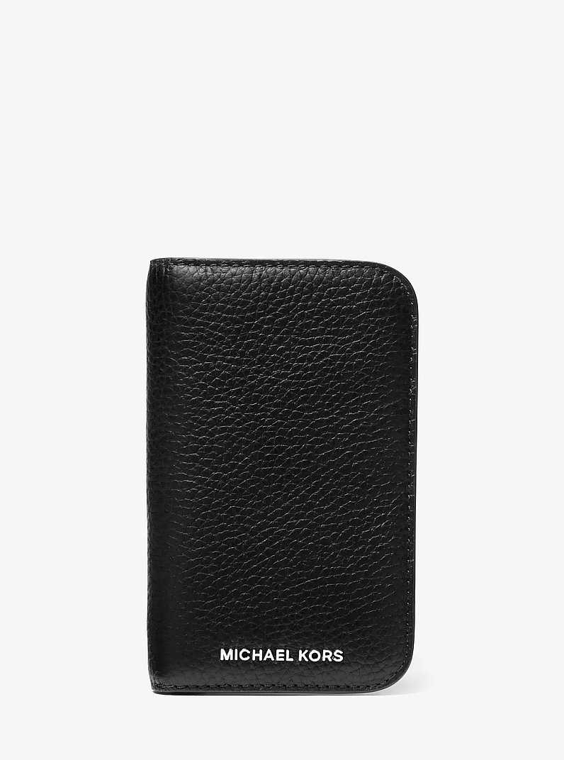 Portefeuille compact Hudson en cuir grain&eacute; in NOIR | Michael Kors