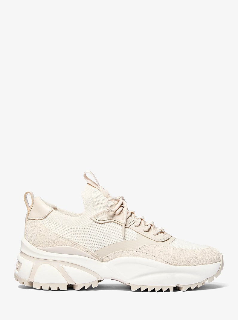 Darius Suede and Stretch Knit Trainer in ECRU MULTI | Michael Kors