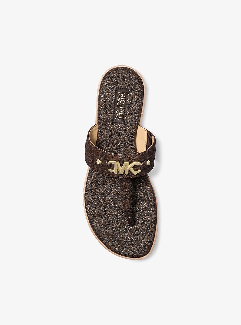 Farrah Signature Logo Sandal in BROWN | Michael Kors
