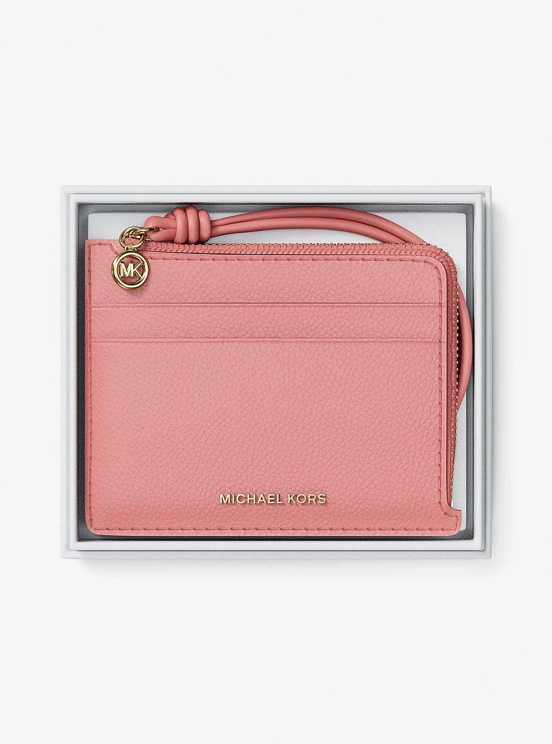 Petit porte-cartes Jet Set en cuir grain&eacute; &agrave; dragonne in PRIMROSE | Michael Kors