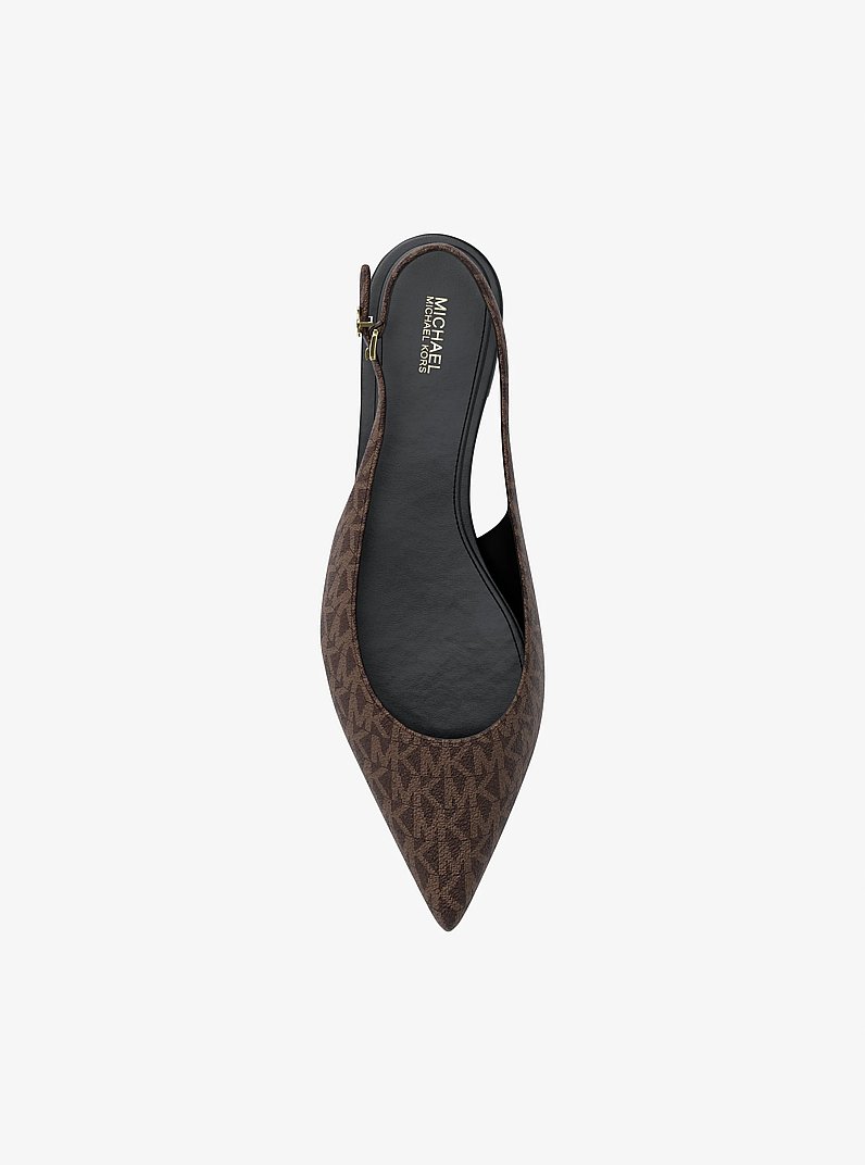 Amali Signature Logo Slingback Flat in BROWN | Michael Kors