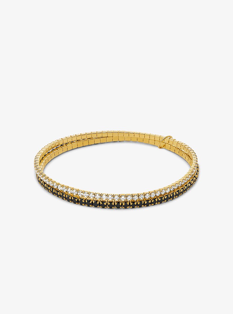 Precious Metal-Plated Brass Double Wrap Tennis Bracelet in GOLD | Michael Kors