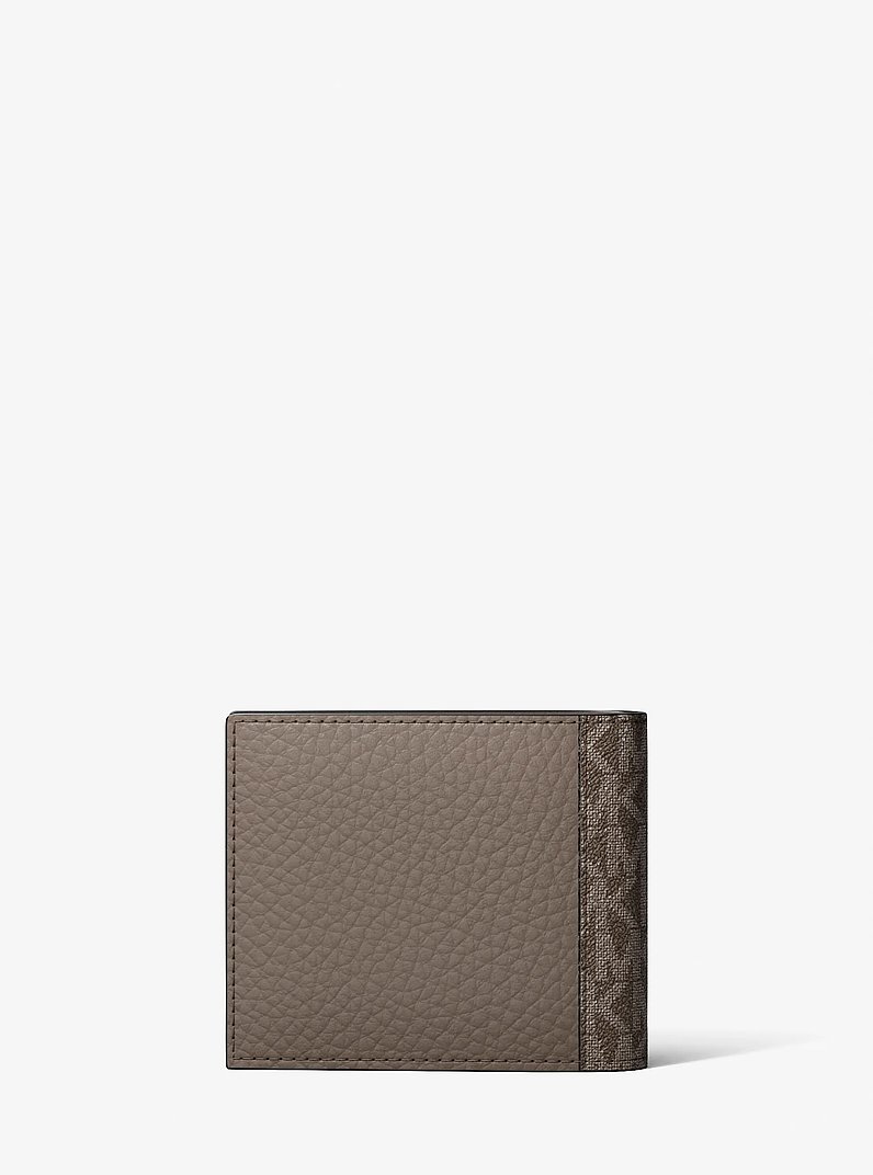 Cooper Leather and Signature Logo Billfold Wallet With Passcase in MUSHROOM | Michael Kors
