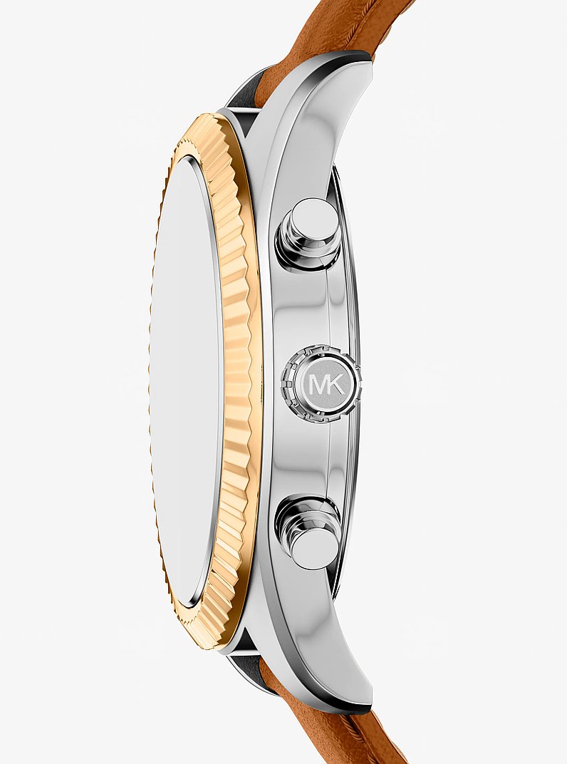 Oversized Lexington Two-Tone and Leather Watch in LUGGAGE | Michael Kors
