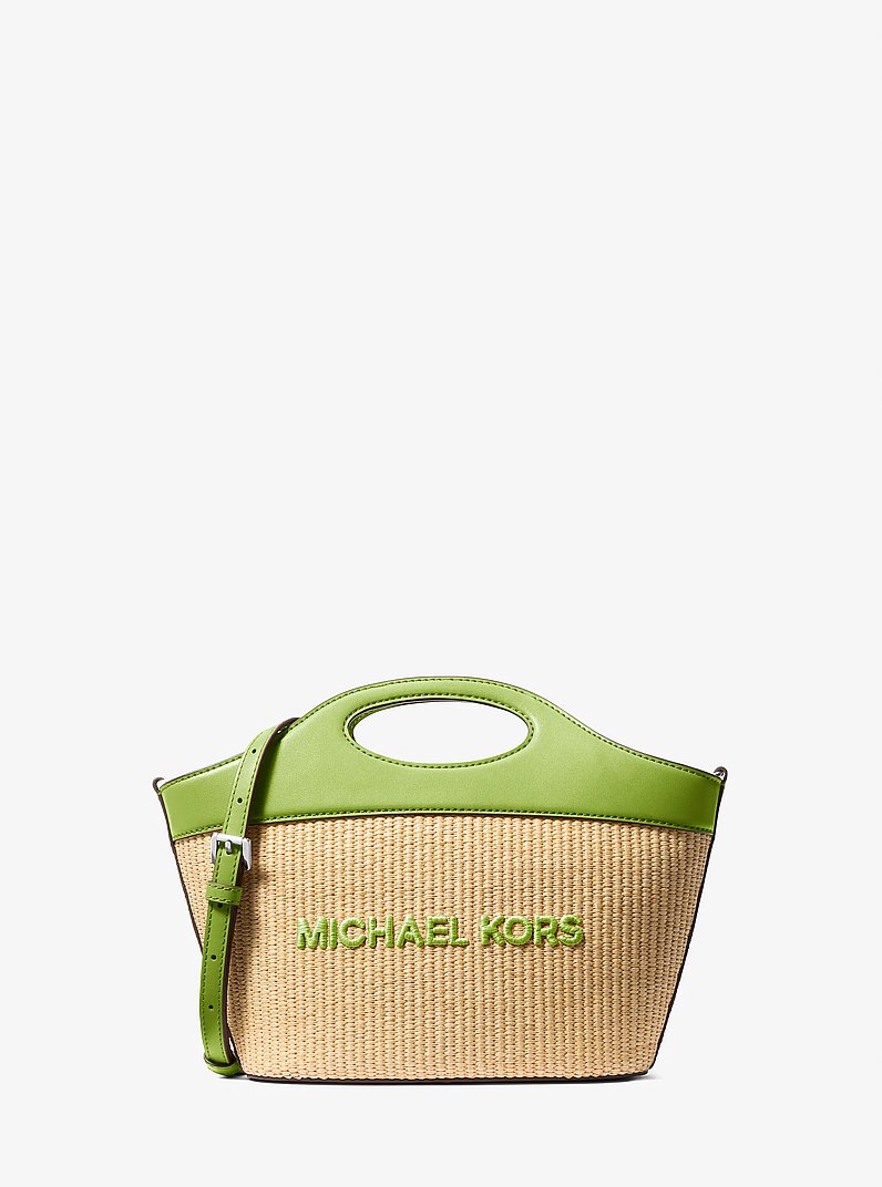 Tatum Medium Woven Convertible Crossbody Bag in LIME | Michael Kors