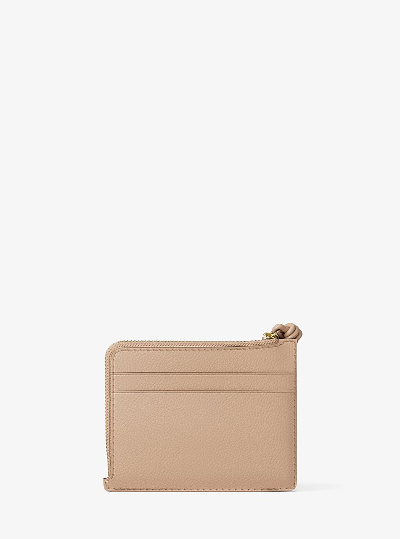 Jet Set Small Pebbled Leather Card Case Wristlet in KHAKI | Michael Kors