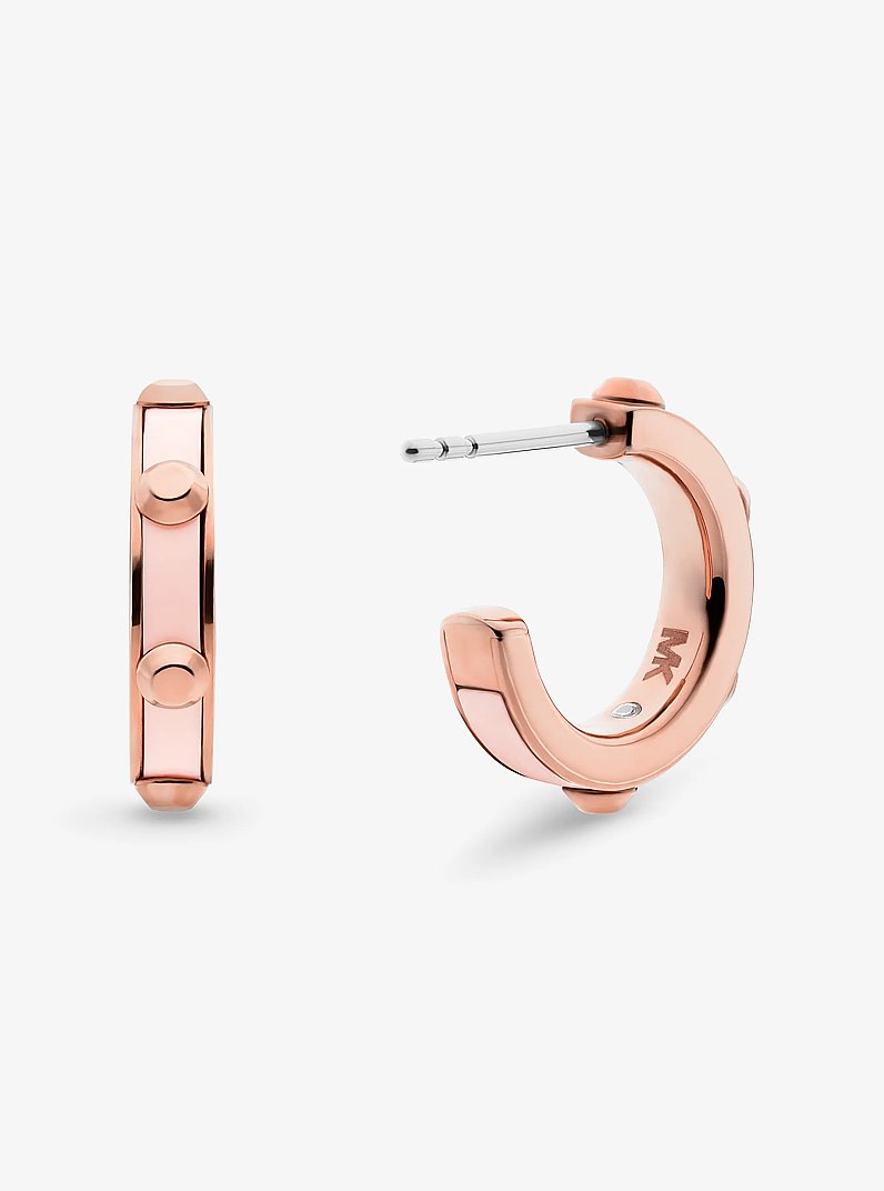 Studded Rose Gold-Plated and Acetate Hoop Earrings