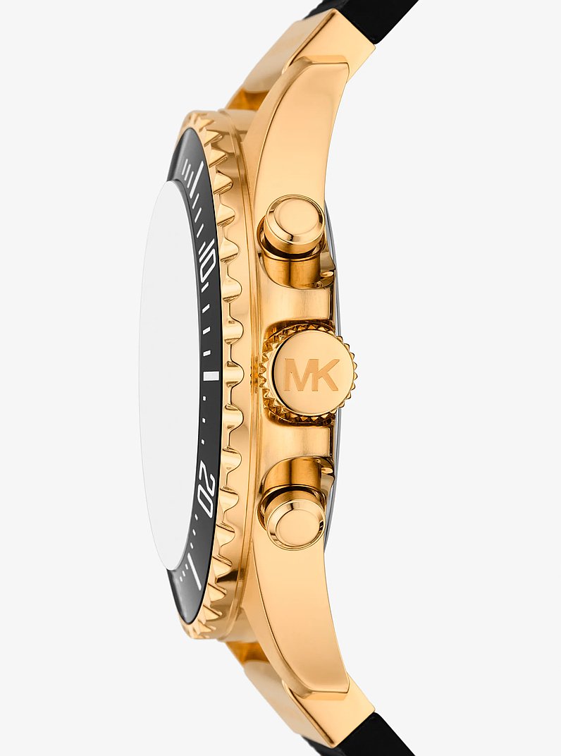 Oversized Everest Gold-Tone and Silicone Watch in BLACK | Michael Kors
