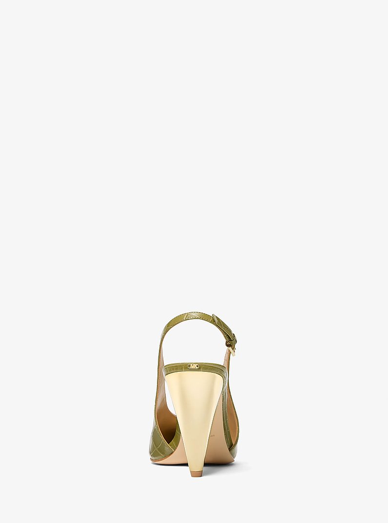 Electra Crocodile Embossed Leather Slingback Pump in PISTACHIO | Michael Kors