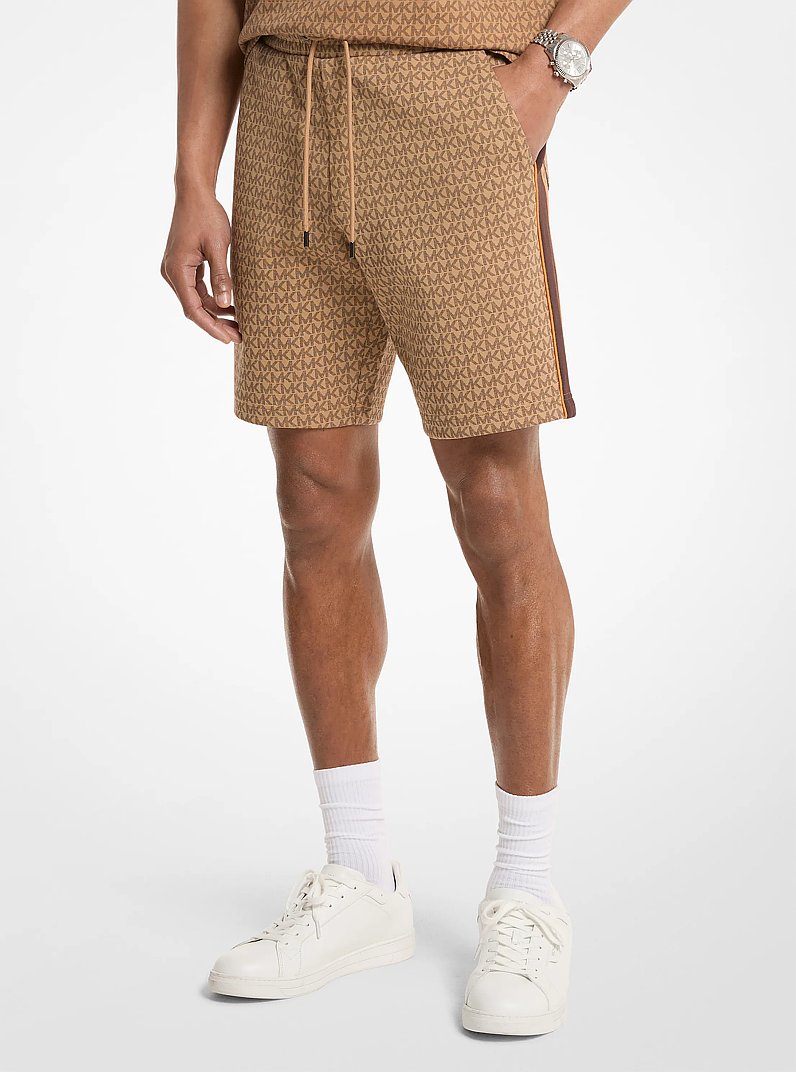 Signature Logo Cotton Blend Shorts in ACC CAMEL | Michael Kors