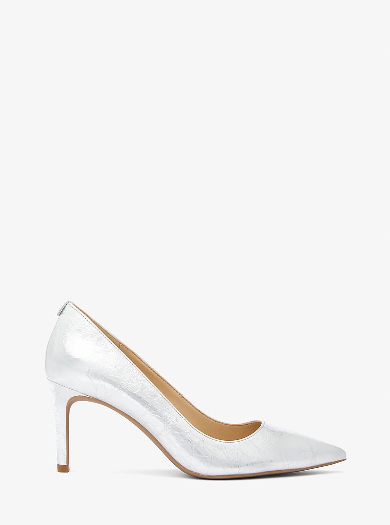 D&eacute;collet&eacute; Alina Flex in pelle craquel&eacute; metallizzata in ARGENTO | Michael Kors