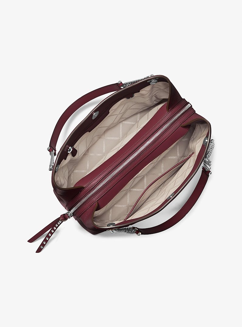 Grand sac &agrave; &eacute;paule Piper en cuir grain&eacute; in MERLOT | Michael Kors