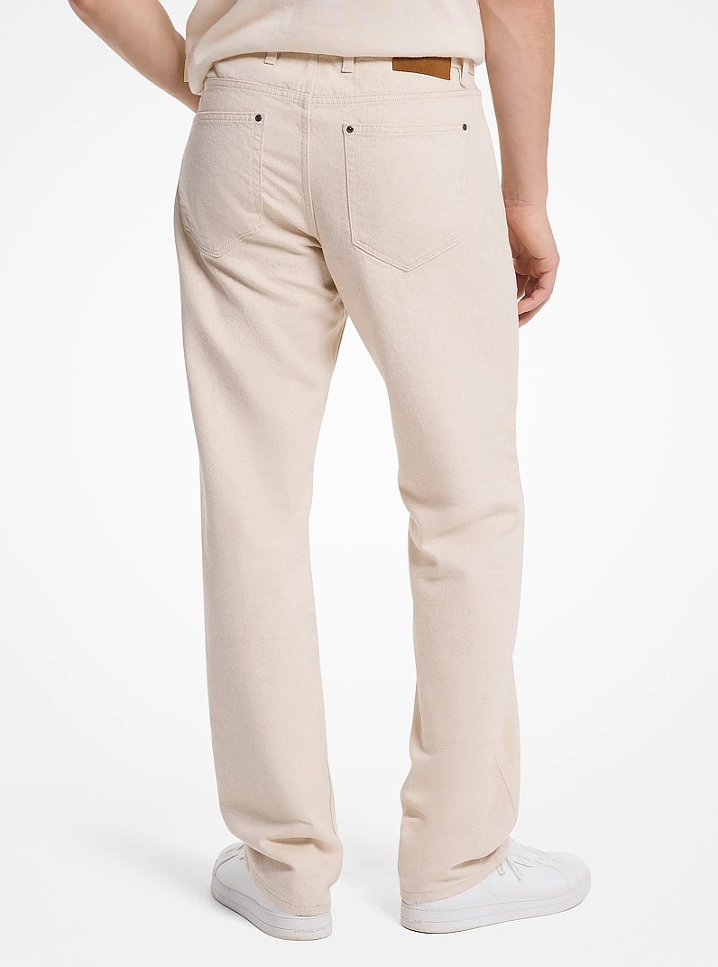Finn Straight-Fit Stretch Denim Jeans in ECRU | Michael Kors