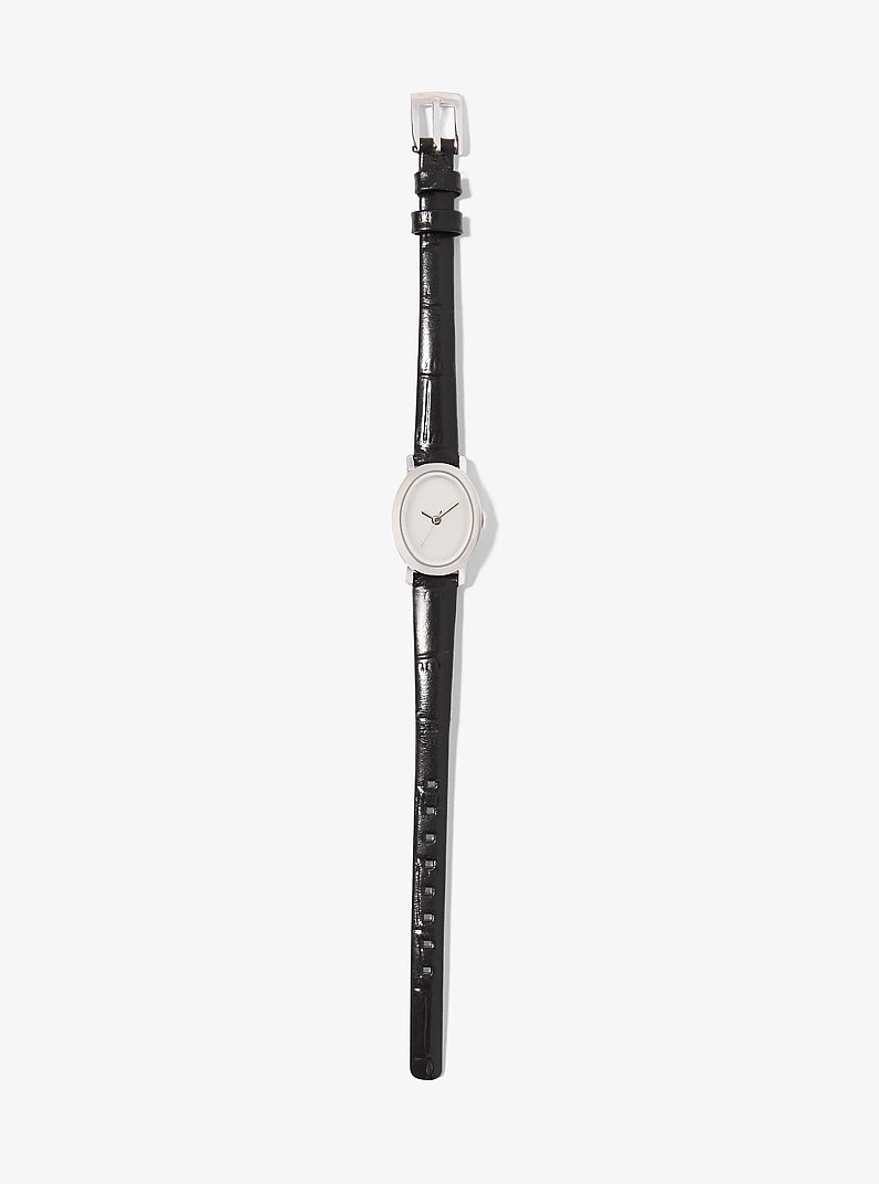 Reloj Maude peque&ntilde;o de edici&oacute;n limitada en tono plateado y piel con relieve de cocodrilo in NEGRO | Michael Kors