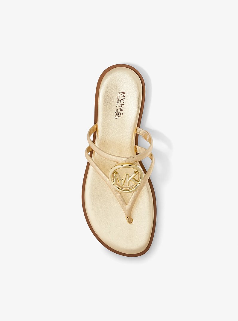 Hampton Metallic Leather Sandal in PALE GOLD | Michael Kors