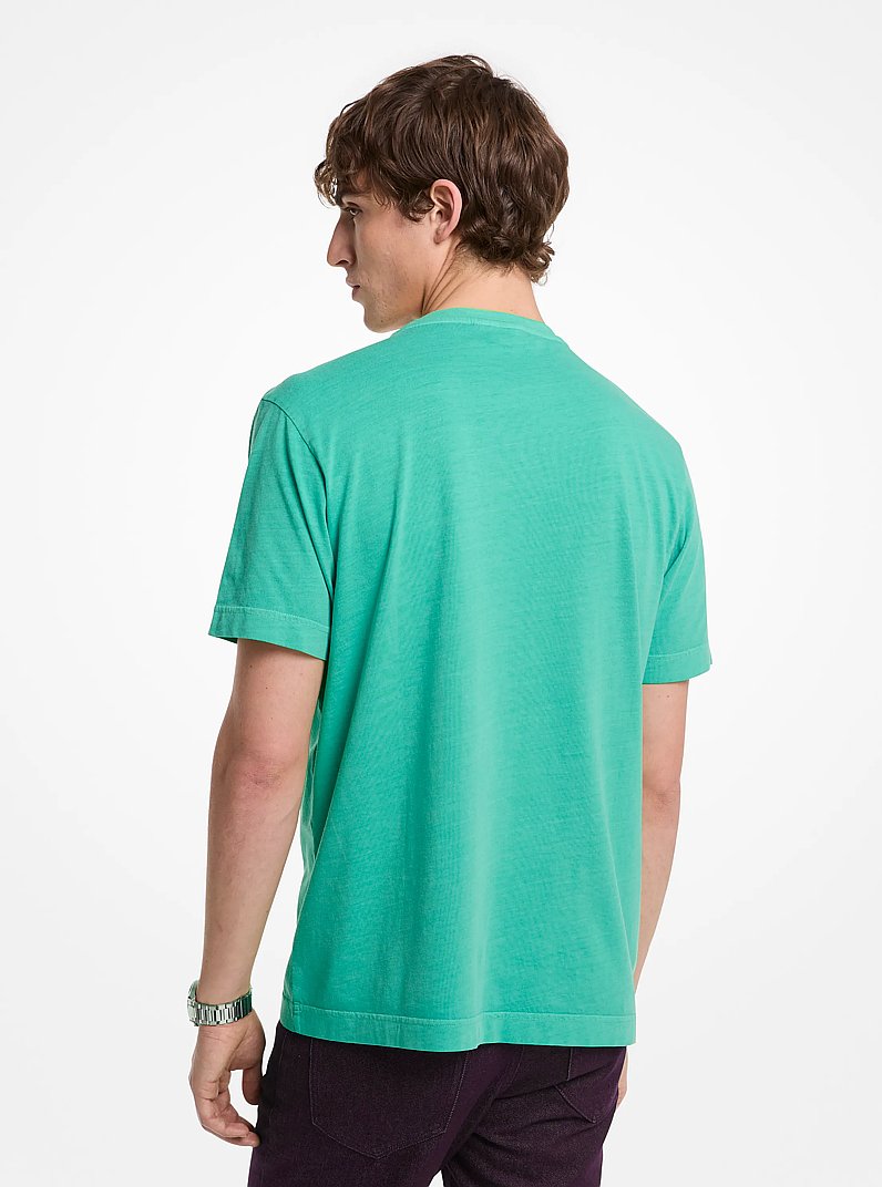 Logo Garment-Dyed Cotton T-Shirt in GRASS GREEN | Michael Kors