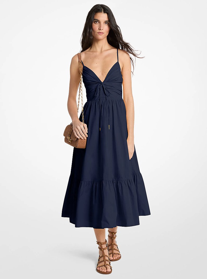 Cotton Poplin Midi Dress in MIDNIGHTBLUE | Michael Kors