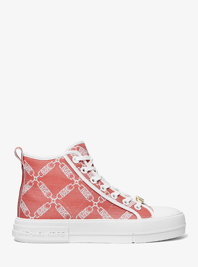 Evy Empire Logo Jacquard High-Top Sneaker in SPICED CORAL | Michael Kors