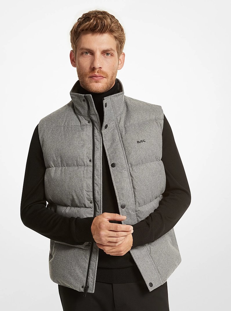 Hanworth Brushed Twill Quilted Vest in STONE | Michael Kors