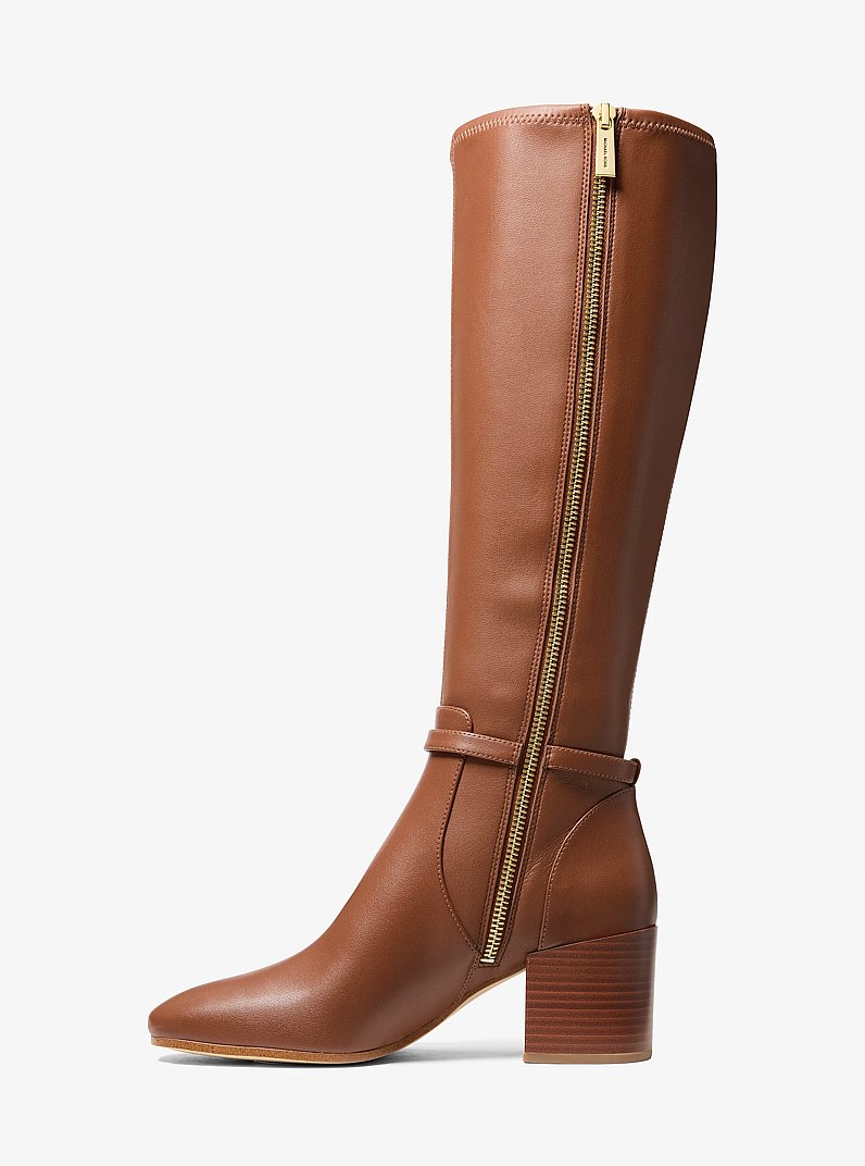 Ella Wide Calf Block Heel Boot in LUGGAGE | Michael Kors
