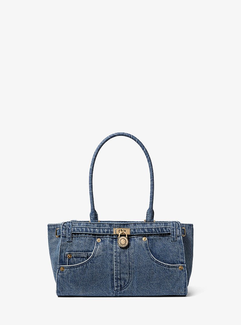 Hamilton Moderne Small Washed Denim Satchel in LT VTBLU WSH | Michael Kors