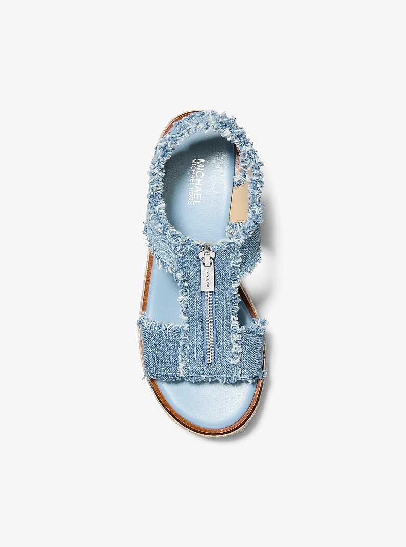 Sandale tip espadrile Berkley din denim cu franjuri in ALB/ROZ INTENS | Michael Kors