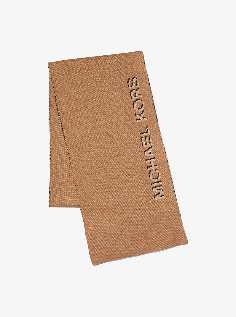 Jacquard Scarf in DARK CAMEL | Michael Kors