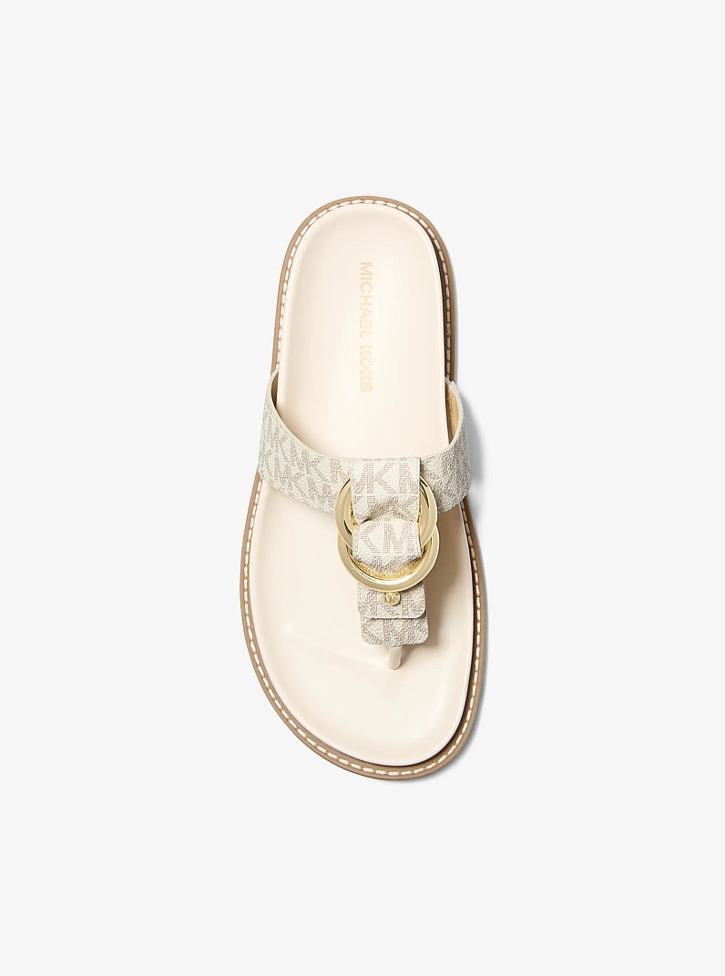 Jaden Signature Logo Thong Sandal in VAN/CREAM | Michael Kors