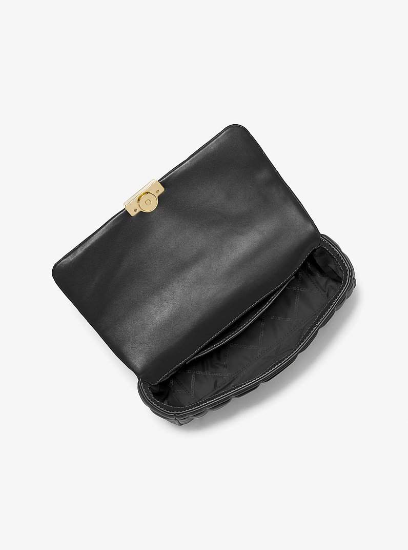 Tribeca Large Quilted Leather Shoulder Bag in BLACK | Michael Kors