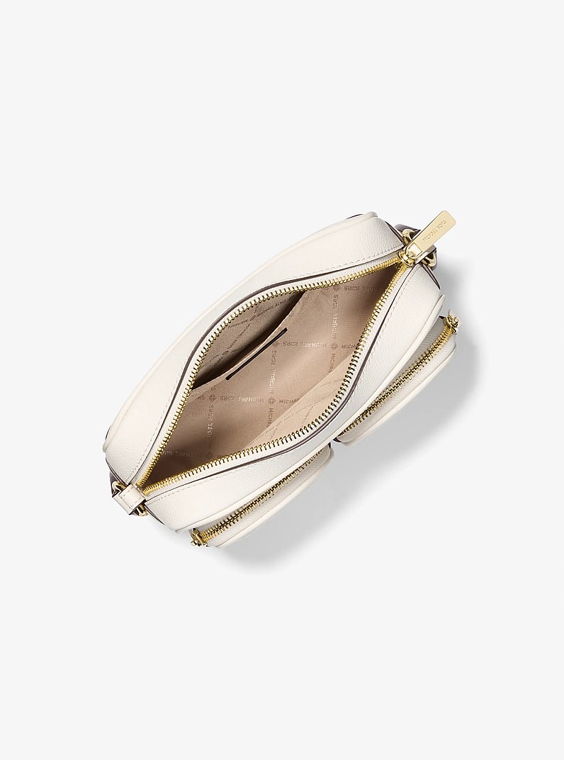 Jet Set Travel Medium Leather Messenger Bag in LT CREAM | Michael Kors