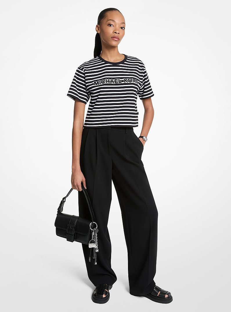 T-shirt court ray&eacute; en coton &agrave; logo in NOIR | Michael Kors