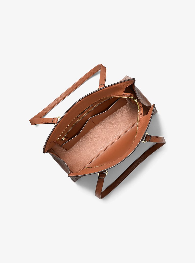 Chantal Medium Signature Logo Tote Bag in VANILLA/ACORN | Michael Kors