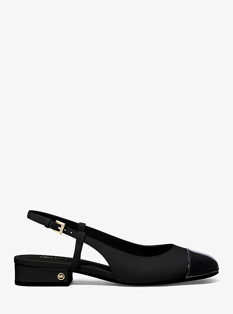 Perla Leather Slingback Flat in BLACK | Michael Kors