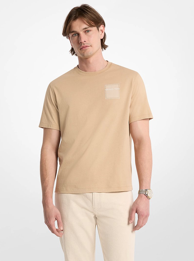 Graphic Logo Cotton T-Shirt in KHAKI | Michael Kors