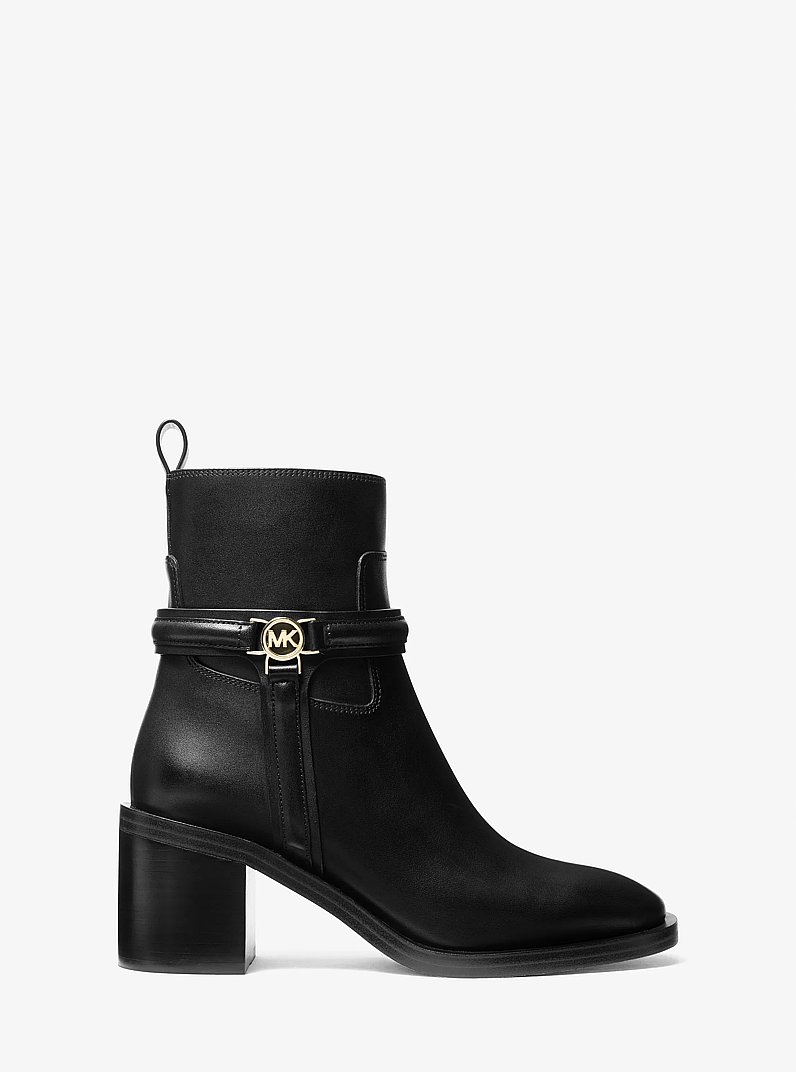 Mindy Leather Ankle Boot in BLACK | Michael Kors