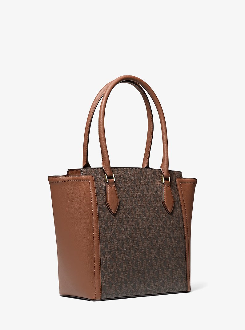 Ayden Large Signature Logo Tote Bag in BROWN/LUGGAGE | Michael Kors