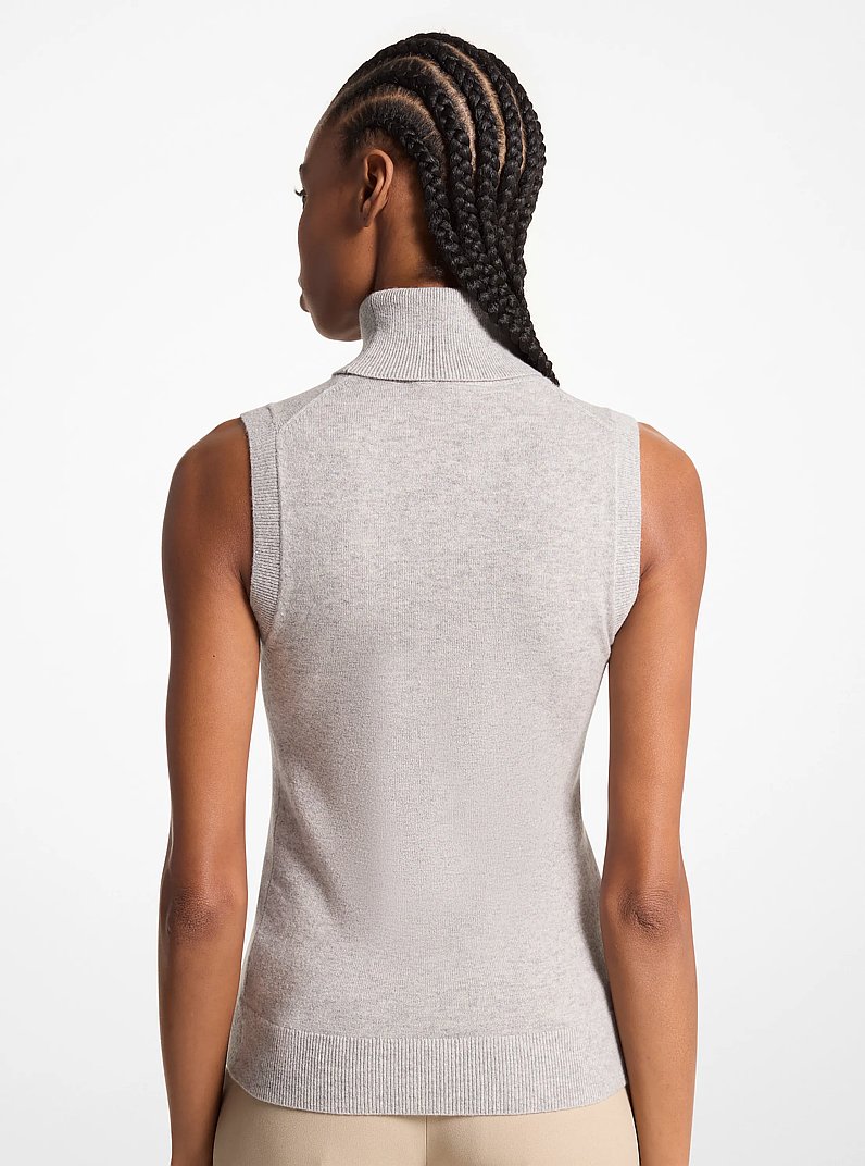 Cashmere Sleeveless Turtleneck in PEARL GREY | Michael Kors